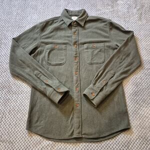 Faherty Organic Cotton Flannel Shirt Men XS Green Alpine Button Up Long Sleeve